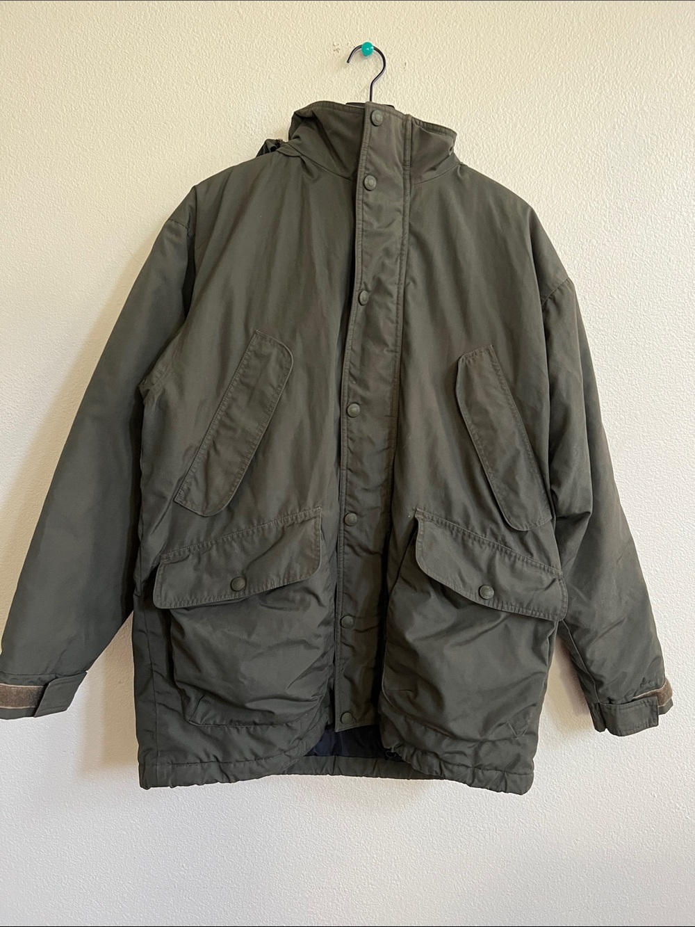 CABELA'S Dry-Plus Hooded Utility Jacket Rain Resistant Army Green Men's Size L